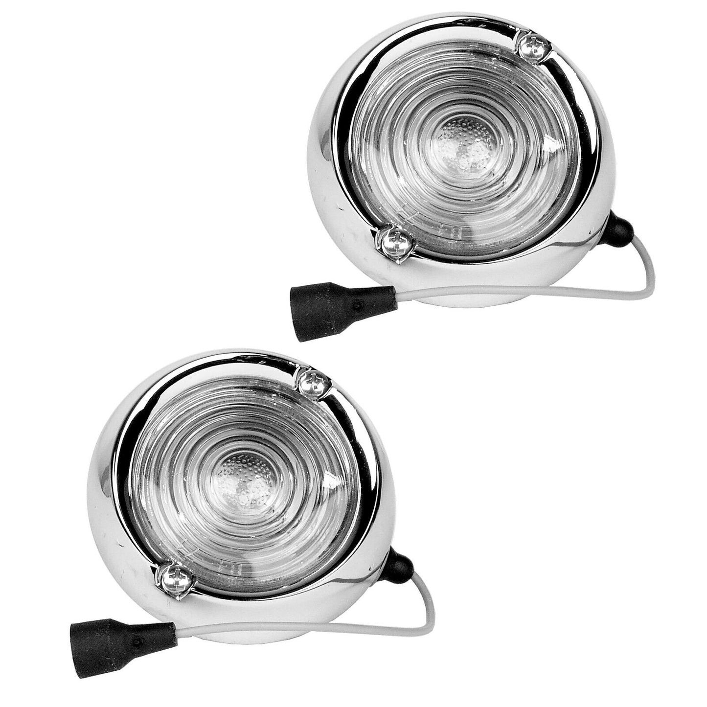 1960 61 62 63 64 65 66 Chevy Truck Backup Light Lamp Assembly Chrome Bezel Pair