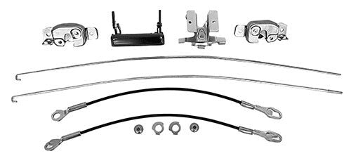 TAILGATE LOCK SET 1987-96 FORD TRUCK STYLE SIDE (BLK HANDLE, ROD,LATCH, CABLE