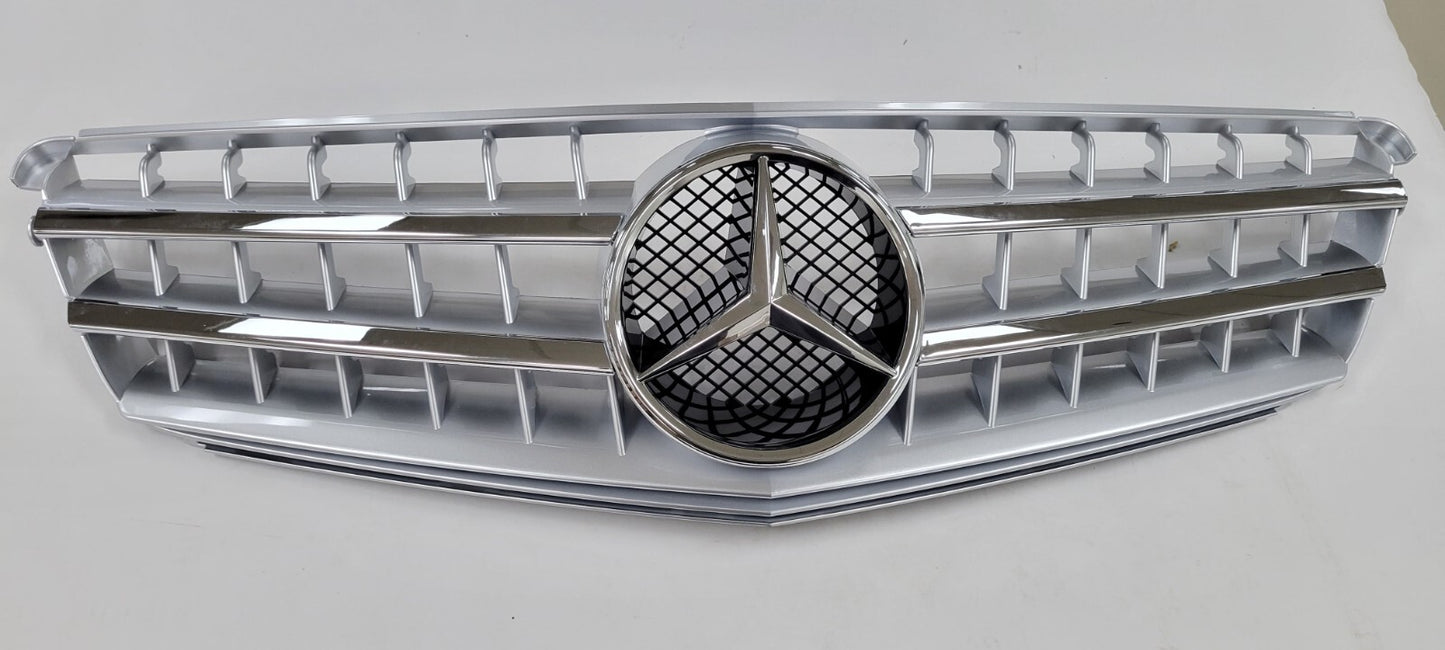 Silver Chrome W204 Grille,C Class 08-13, GRG-W204-0708G-FCL2-SL,(Fits: Mercedes)