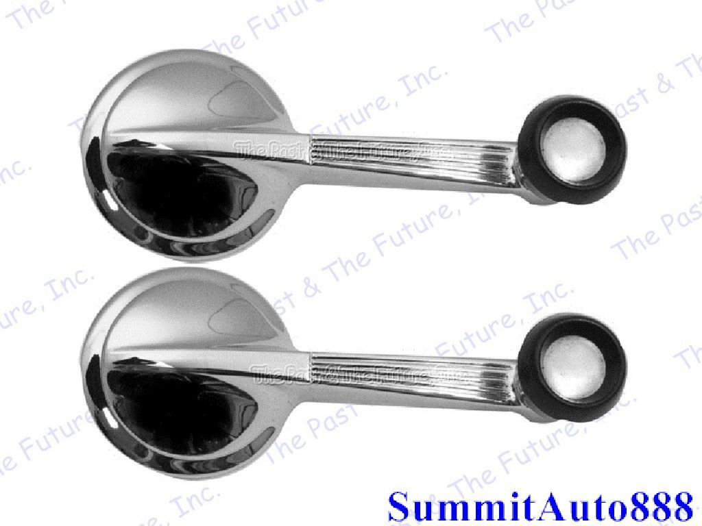 1958~1964 Impala Window Crank Single Arm Black Knob w/Chrome Button Pair