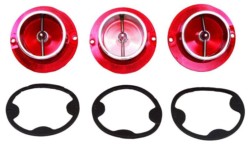TAIL LAMP LENS 3 PCS SET W/TRIM 1963 IMPALA