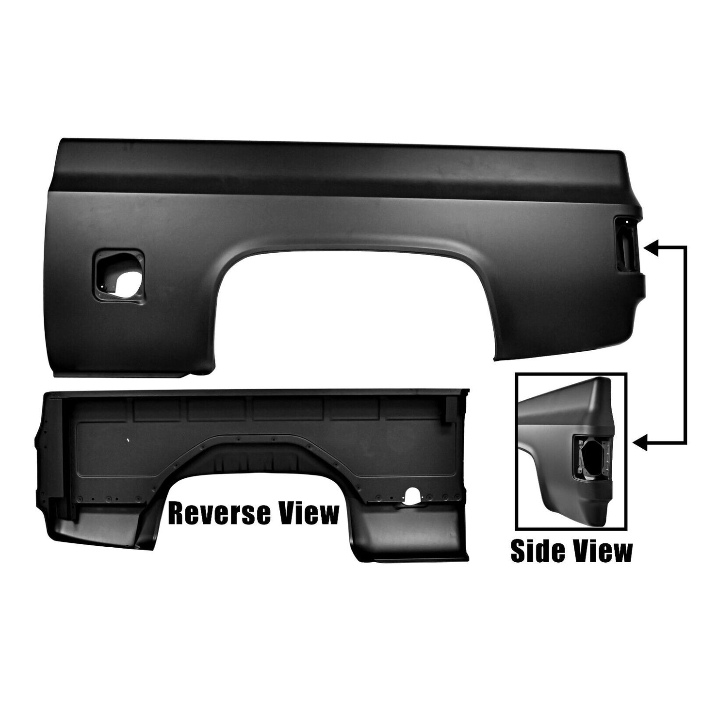 1981~1987 Chevy Pickup Truck Bedside Panel Left Side Short Bed Square Gas Hole