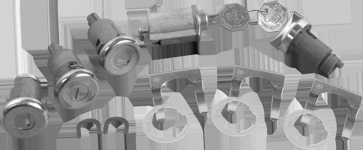 Lock Kit Original w/Long Cylinder Ignition, Door, Glovebox, Trunk 1961-62 Impala