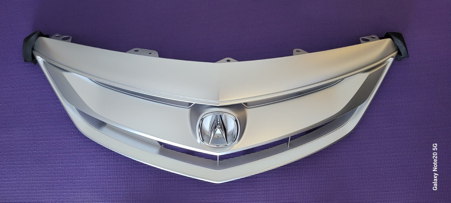 Fit ACURA ILX / HYBRID 16 17 18 Front PTD-SILVER Grill Grille w/Molding W/EMBLEM