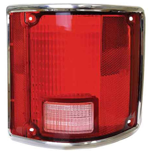 Taillight Lens w/ Chrome Bezel Trim Red Lens Right 1973 ~ 87 Chevy Pickup Truck