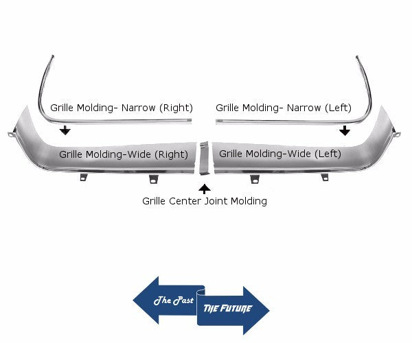 Grille Grill Molding (Narrow) with Clips - Right & Left / 2 Pieces 67 68 Mustang