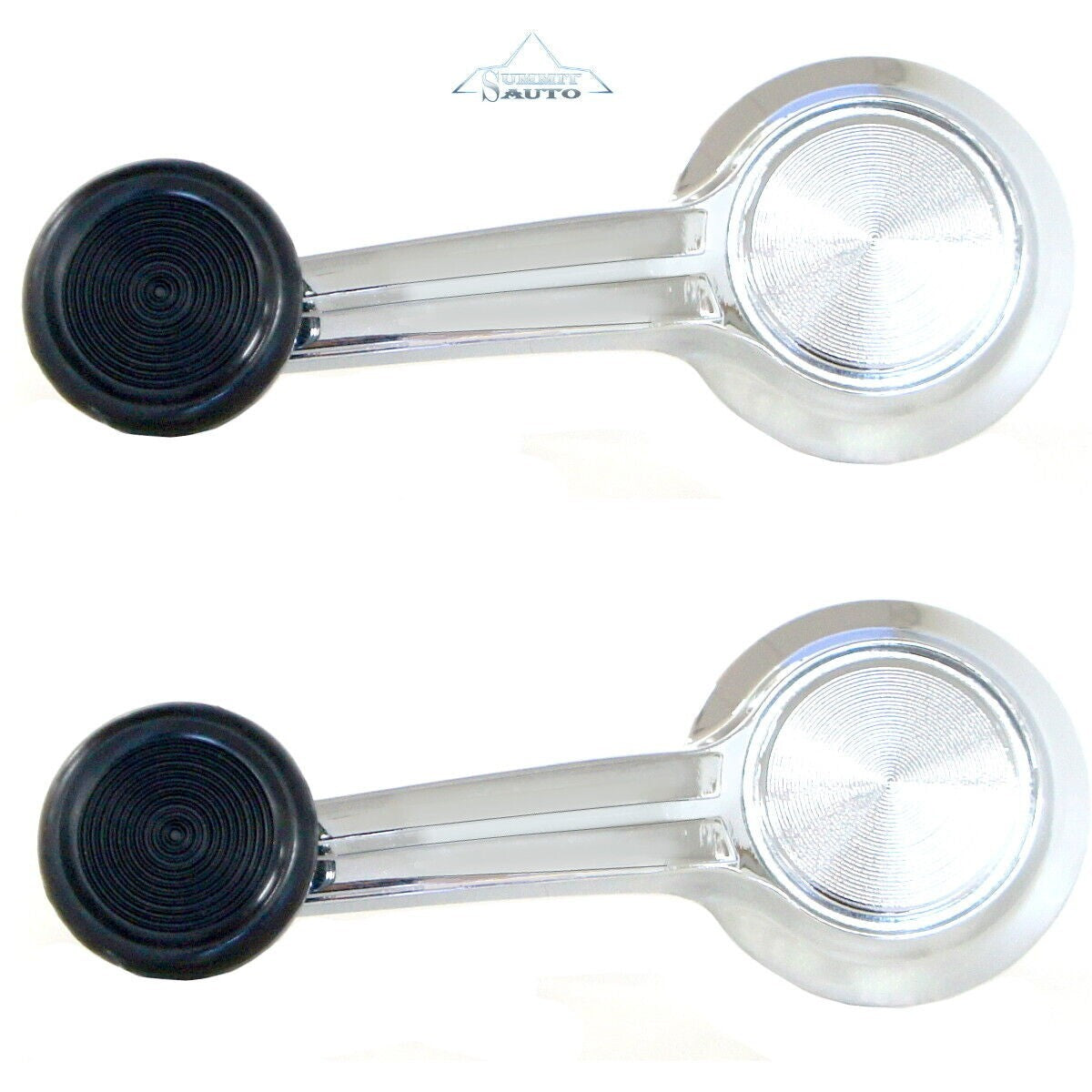1967 Chevelle Nova Impala GTO El Camino Door Window Cranks w/ Black Knobs Pair