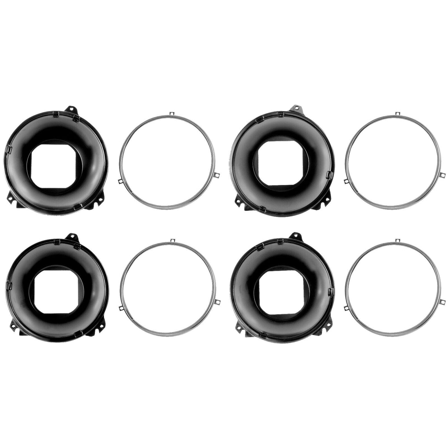 1967~1972 Chevy PU Pickup Truck Headlight Bucket & Ring Right & Left Side 8 PCS