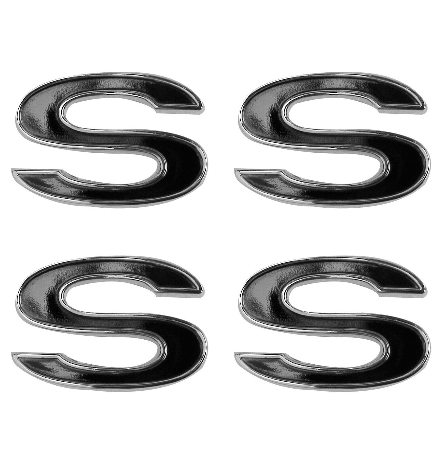 1967 1968 1969 1970 71 72 Chevelle El Camino Fender Emblem SS Chrome Black Pair