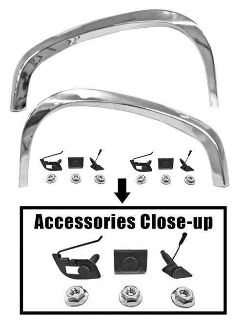 GRILLE END MOLDING 1969 FORD MUSTANG STAINLESS W/CLIPS PAIR