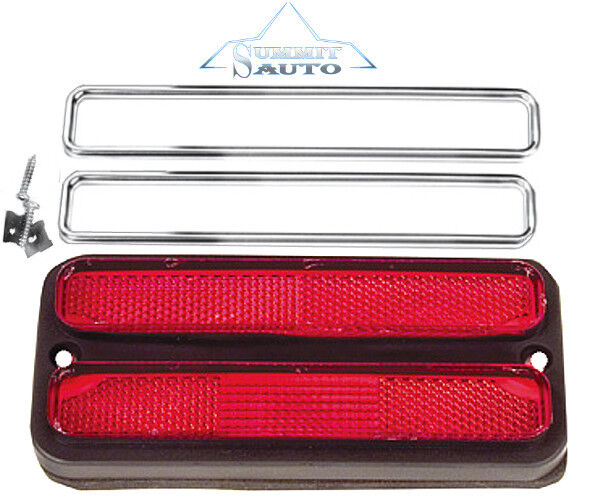 1968 69 70 71 72 Chevy Pickup Truck Rear Marker Lamp Light Lens w/ Chrome Trim