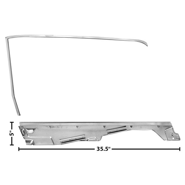 1965 1966 Mustang Convertible Door Window Glass Frame Kit Left Side Dynacorn