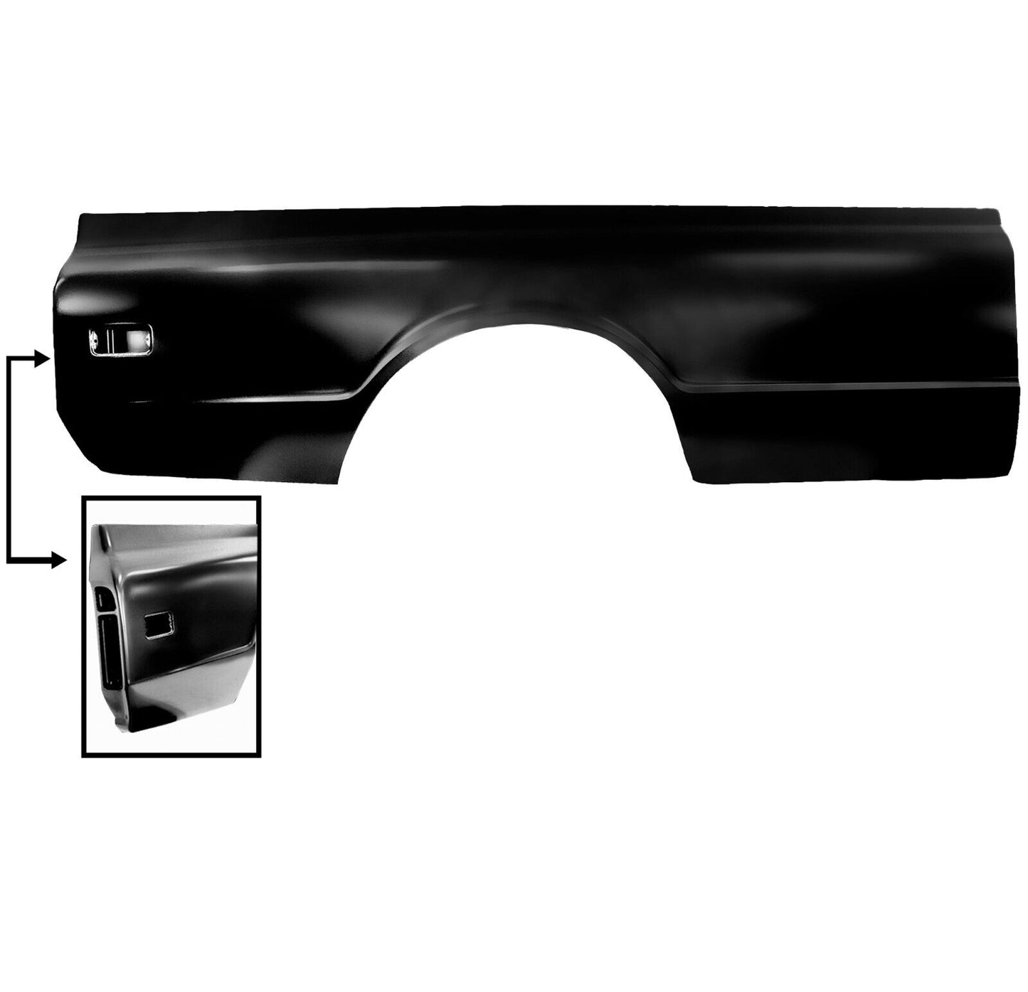 1968~1972 Chevy Truck Bedside Panel Fleet Side 8' Right w/Brace & Inner Fender