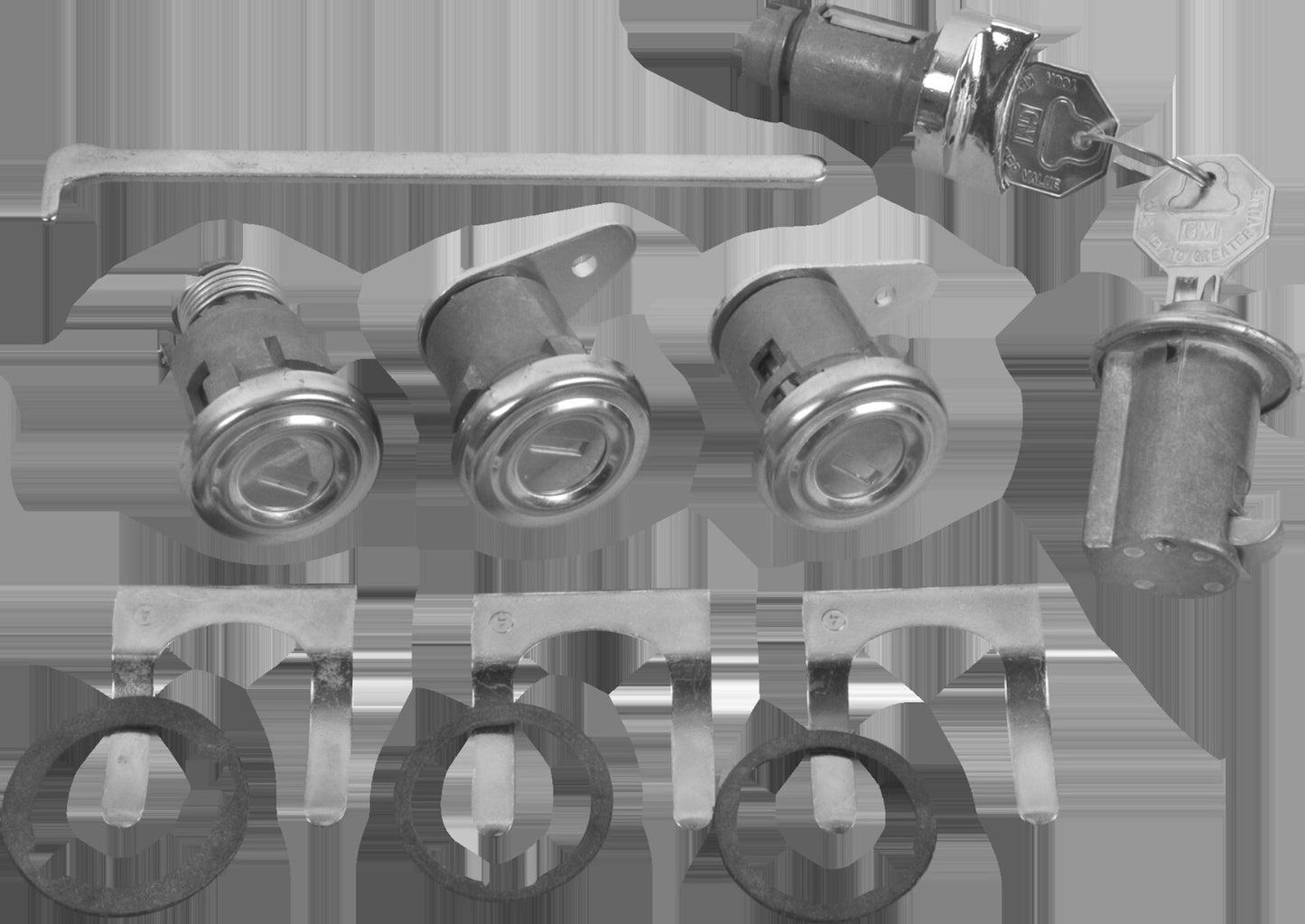 Lock Kit Original w/ Short Cylinder Ignition, Door, Glovebox, Trunk 1958 Impala