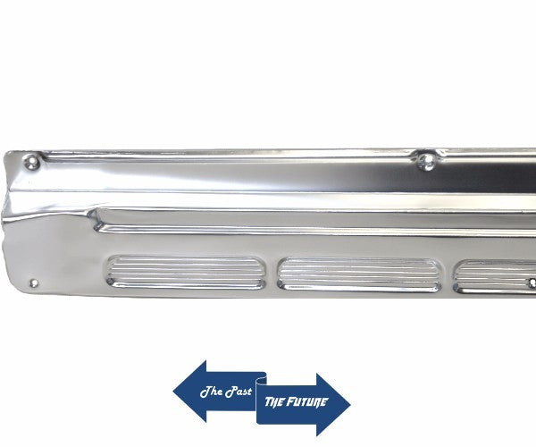 STAINLESS Door Sill Scuff Plates with Ford Decal Pair 65-68 Mustang Convertible