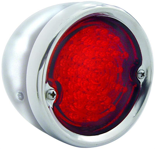 TAIL LIGHT RED LED (29) LENS W/STAINLESS HOUSING  1954-59 CHEVY TRUCK