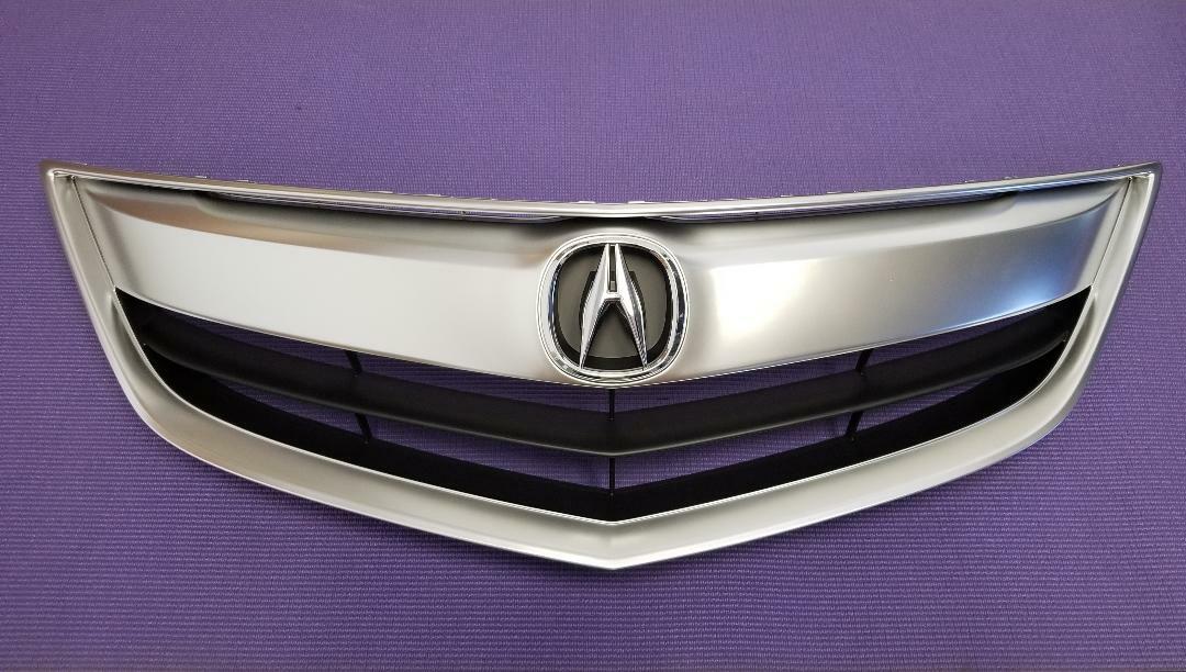 Fit ACURA ILX / HYBRID 2013-2015 Front Upper Satin Nickel Grill Grille w/ Emblem
