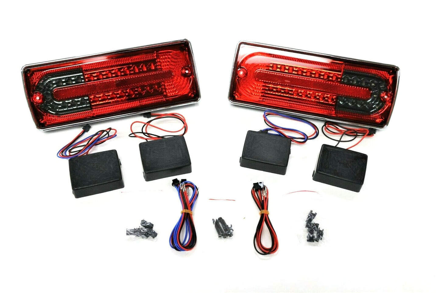 Fits 1990~2011 Mercedes Benz G W463 LED Tail Lamp Chrome RIM Red Smoke