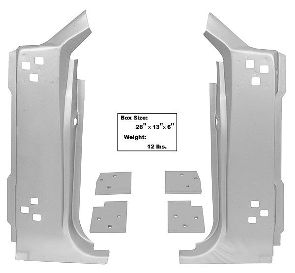 67 68 Mustang Door Jamb Hinge to Rocker A-Pillar Panels 6 Piece Set Weld Through