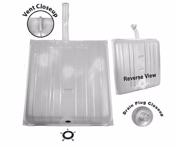 1959 1960 Chevy Bel Air Impala Fuel Gas Tank Galvanized w/Drain Plug - 16 Gallon