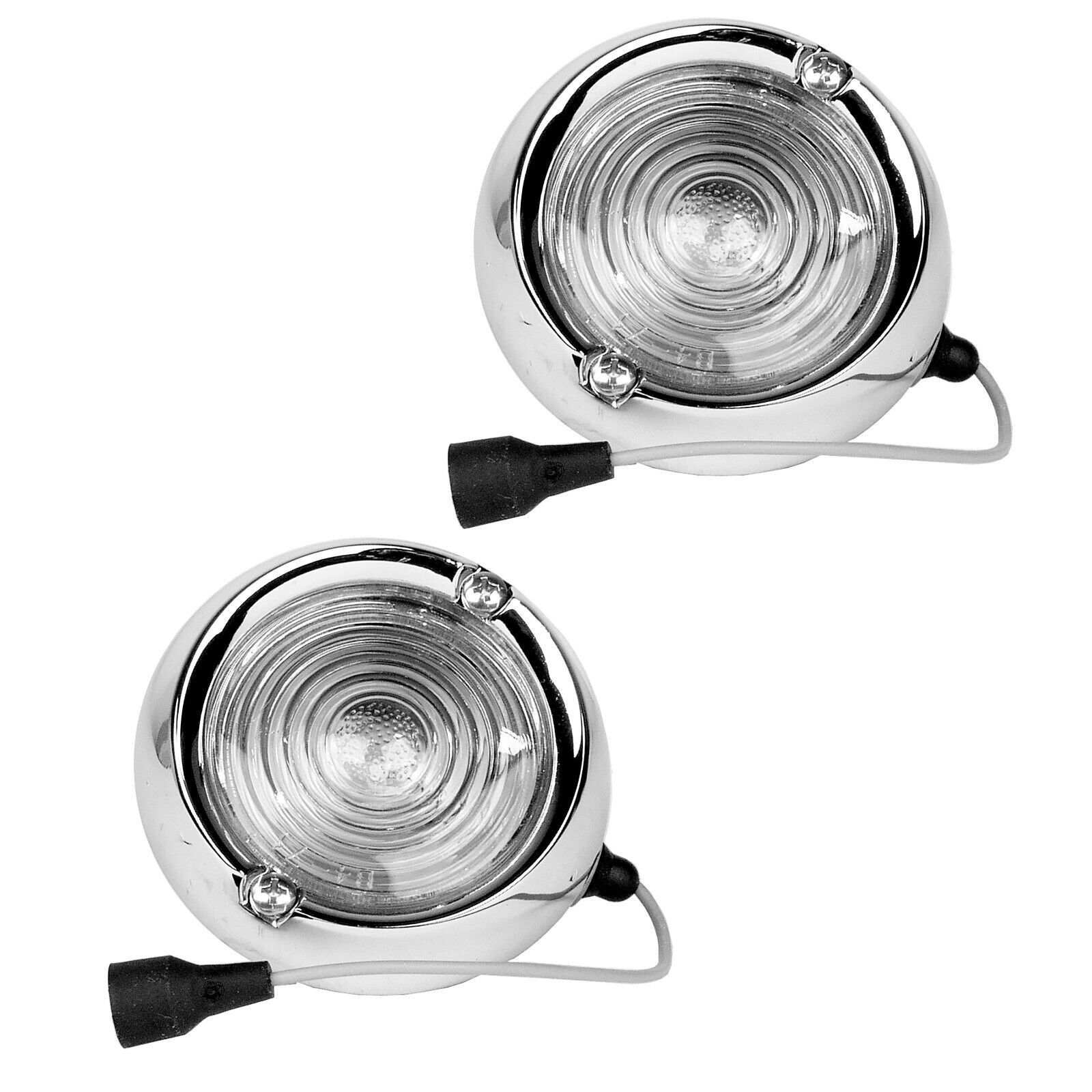 1960 61 62 63 64 65 66 Chevy Truck Backup Light Lamp Assembly Chrome Bezel Pair