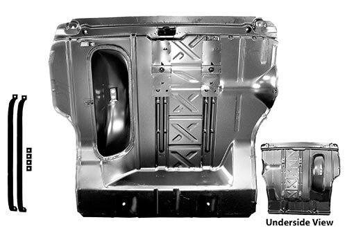 TRUNK FLOOR COMPLETE 1955-57 SEDAN,HARDTOP  W/SPARETIRE CUT OUT