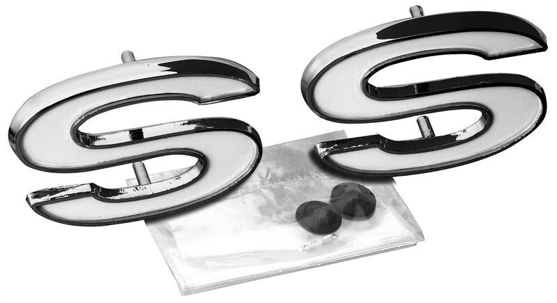 FENDER EMBLEM 1969-72 CHEVELLE (SS) WHITE LETTERS REQUIERS 2 SET PER CAR