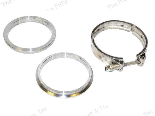 3.00" Stainless Steel Turbo Exhaust Downpipe Header V Band Clamps Flange Kit 3PC