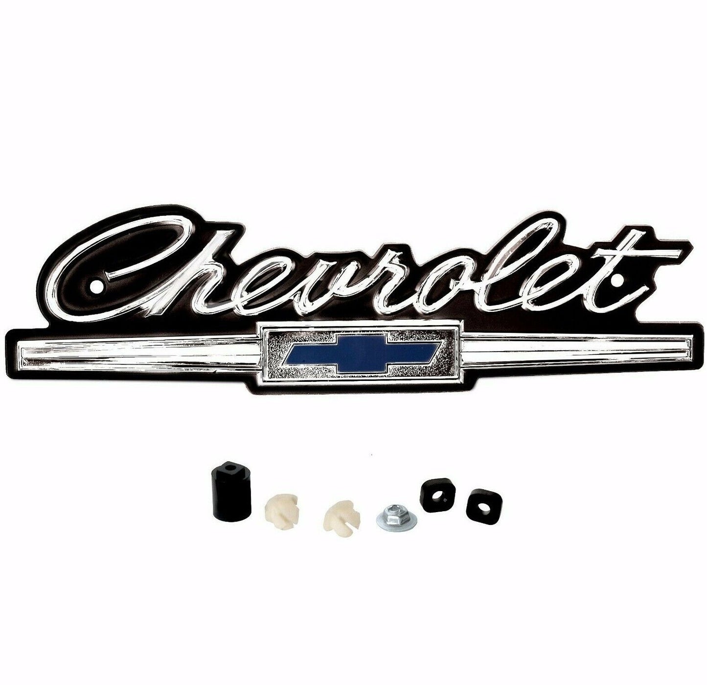 1966 Chevy Impala Grille Emblem - Chevrolet Script Chrome w/ Hardware Dynacorn