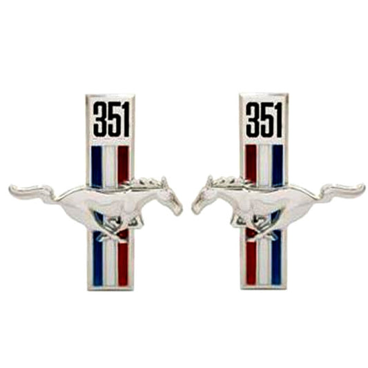 1967 1968 Mustang Fender Emblem 351 Running Horse Pair Right & Left Dynacorn