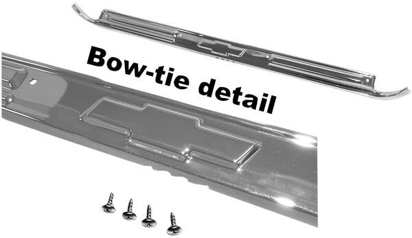 DOOR SCUFF PLATE 1967-72 CHEVROLET TRUCK STAINLESS FITS RH=LH W/BOWTIE