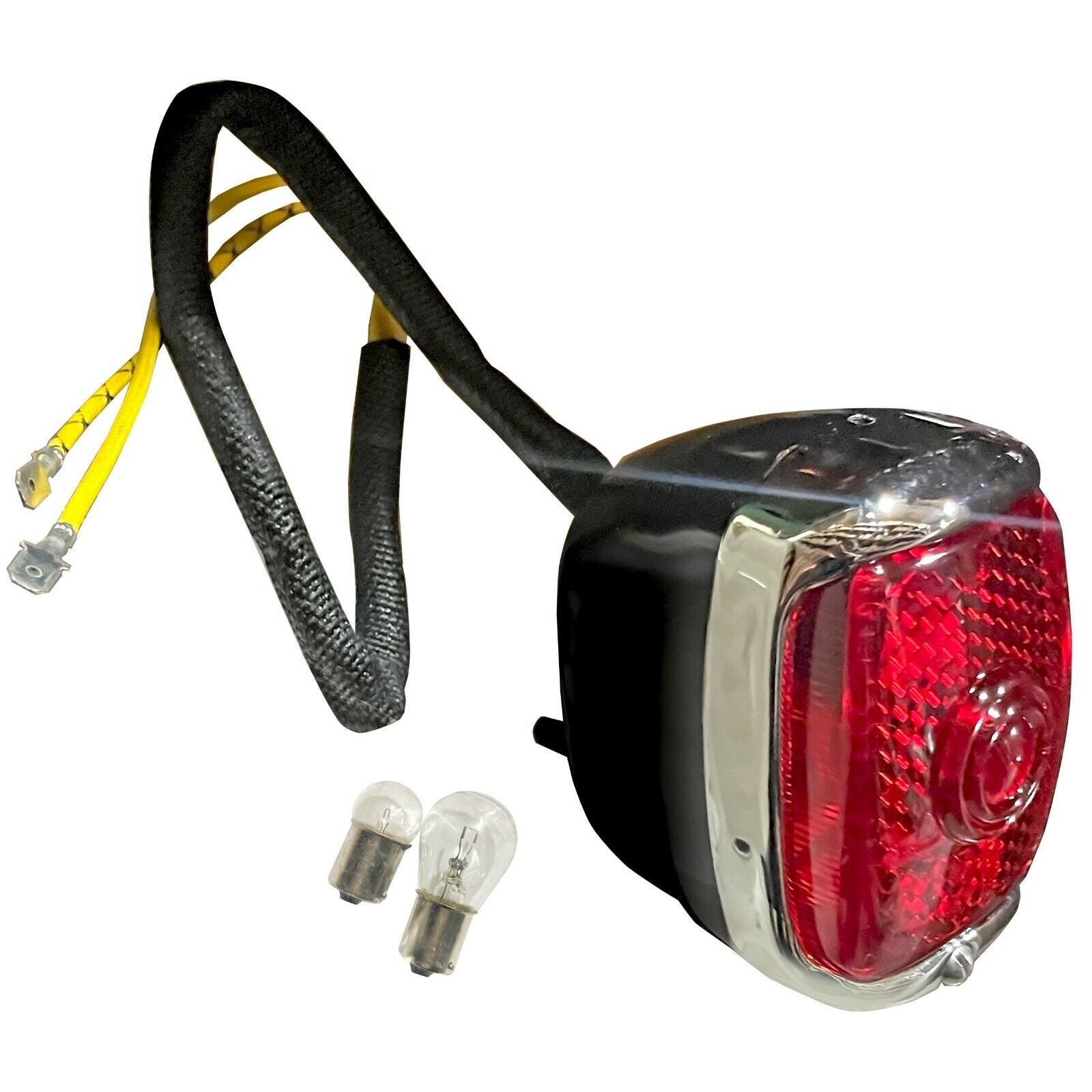 1940~1953 Chevy Truck Tail Lamp Light Red Lens Black w/Chrome Housing Right