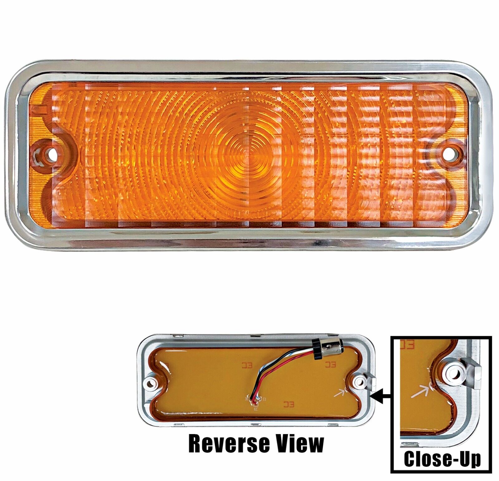 1973~1980 Chevy Pickup Truck Park Lamp Light Assembly LED Amber Lens Right Side