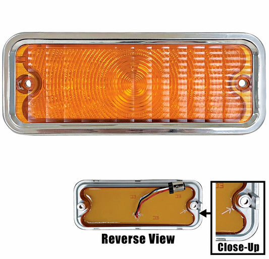 1973~1980 Chevy Pickup Truck Park Lamp Light Assembly LED Amber Lens Right Side