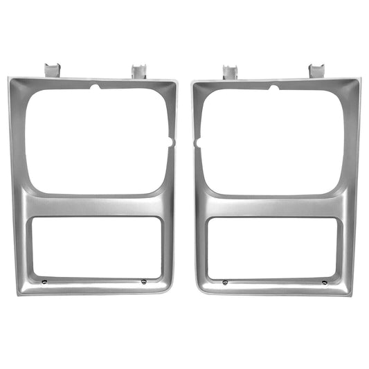 1985~1988 Chevy PU Blazer Suburban Silver Headlamp Door Single Rect 2 PCS Pair