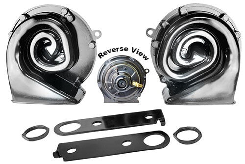 HORN SET W/BRACKETS 1965-73 MUSTANG/BRONCO/FALCON/COUGAR