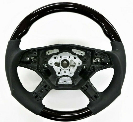 Fits 2005~2008 Mercedes M Class W164 Steering Wheel Walnut + Black Leather  V2