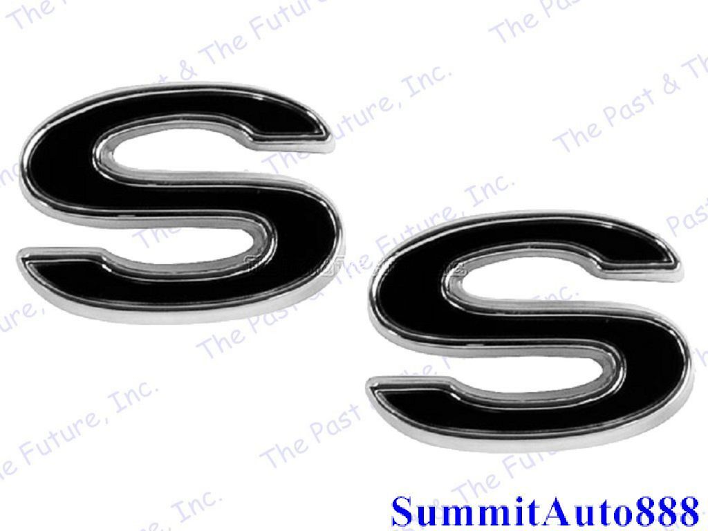 69 70 71 72 Chevy Camaro Fender Emblem - Black / SS - Pair / 2 PCS CAEM6972-2