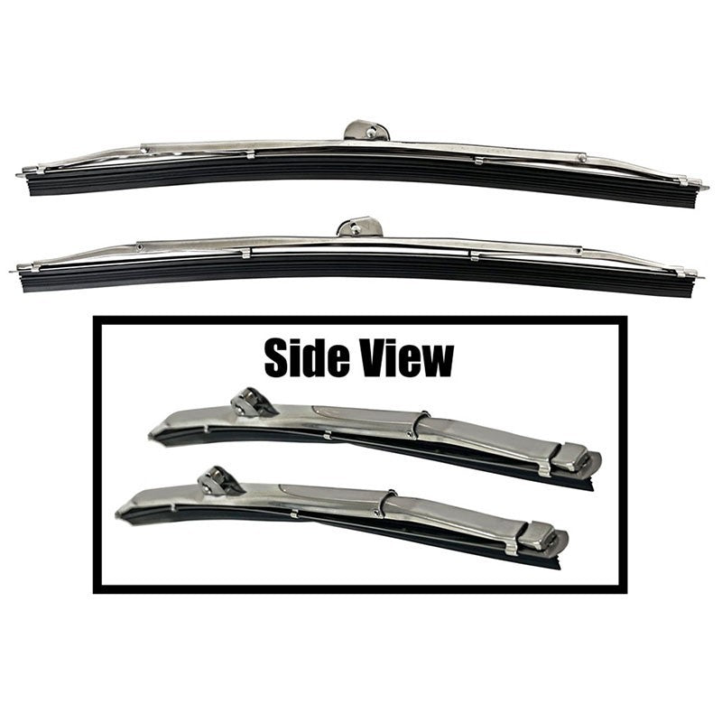 FRONT WINDSHIELD WIPERS BLADES 1955-57 CHEVROLET BEL AIR STAINLESS