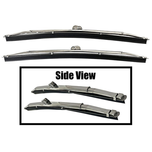 FRONT WINDSHIELD WIPERS BLADES 1955-57 CHEVROLET BEL AIR STAINLESS