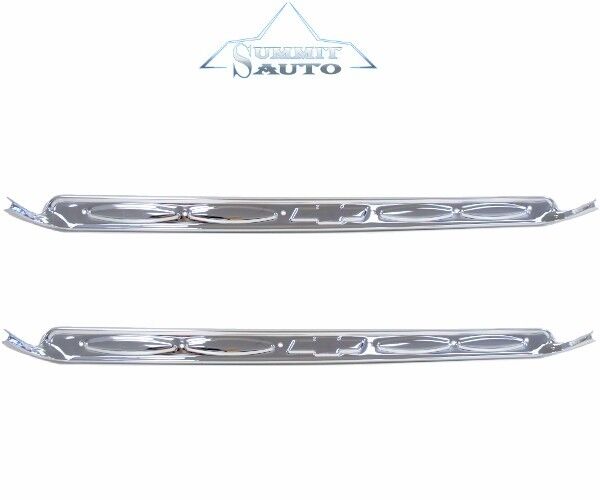 60-66 Chevy Pickup Truck Chromed Door Sill Scuff Plates w/ Bow-Tie Right & Left