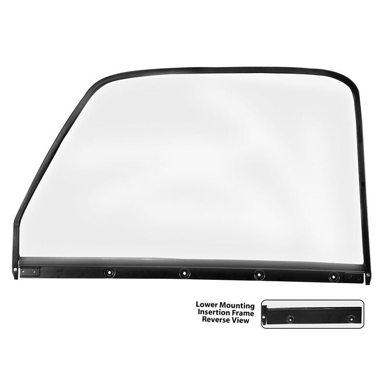DOOR WINDOW GLASS RH 1947-50 CHEVROLET TRUCK W/BLACK FRAME