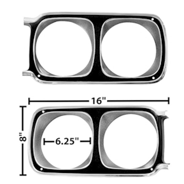 1969 Plymouth Road Runner Headlamp Headlight Bezels Pair 2 Pieces Dynacorn