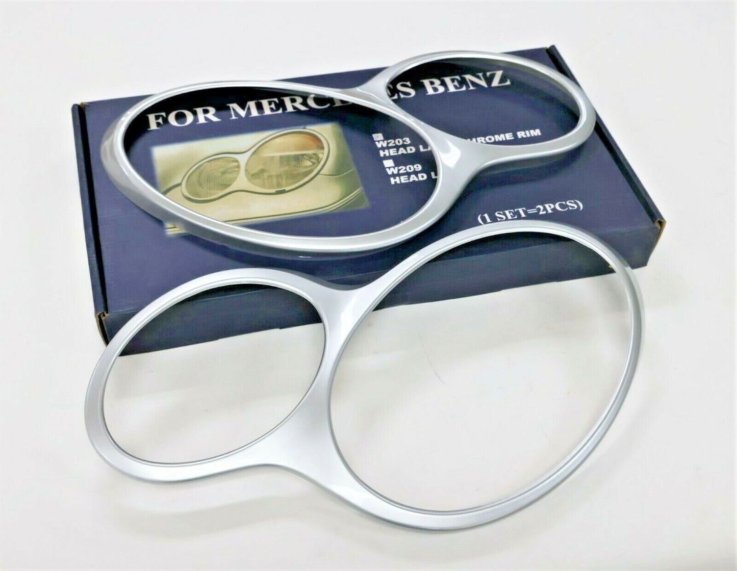 Fits 2000~2007 Mercedes Benz C Class W203 Style Headlamp RIM Silver 8 Style