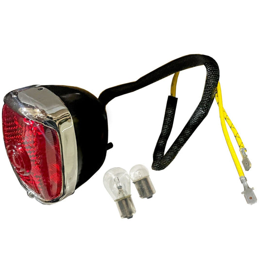 1940~1953 Chevy Truck Tail Lamp Light Red Lens Black w/Chrome Housing Left