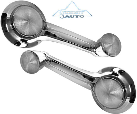 1966 1967 El Camino Impala GTO 66 Chevelle Door Window Crank / Chrome Knob /Pair