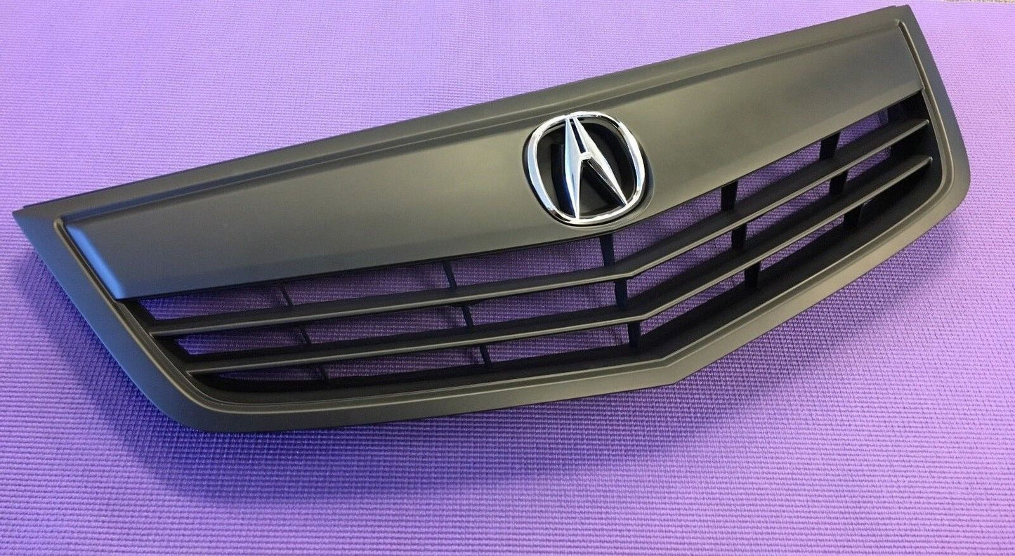 Fits TSX 2011-2014 Front Upper Grille Grill + OEM Emblem With Molding All Black 