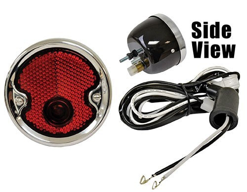 TAIL LAMP RED LENS -BLACK HOUSING STAINLESS TRIM 1954-55 CHEVY TRUCK