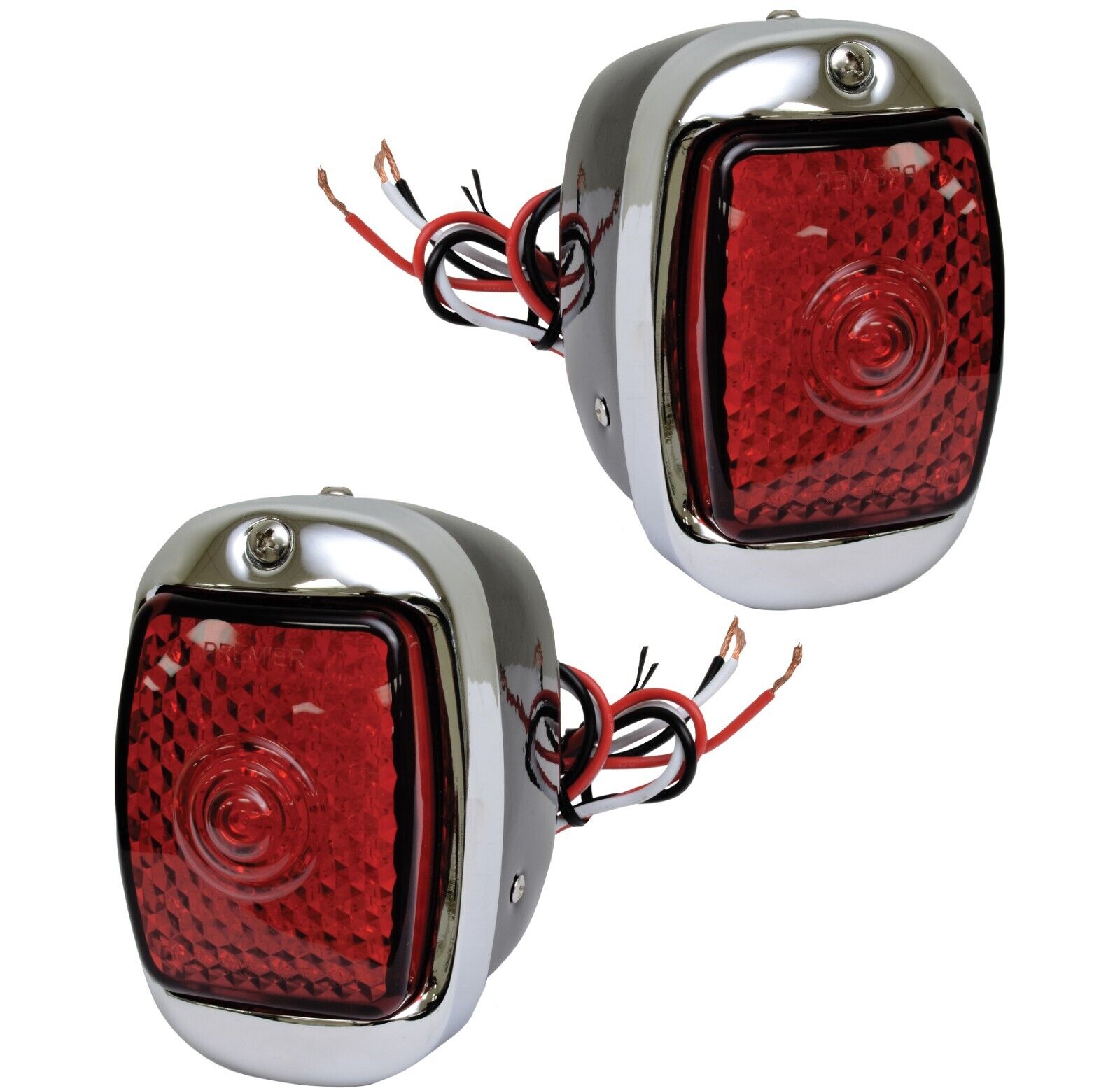 1940~1953 Chevy Pickup Truck Tail Lamp Light 45 LED Red Lens Black  Housing Pair