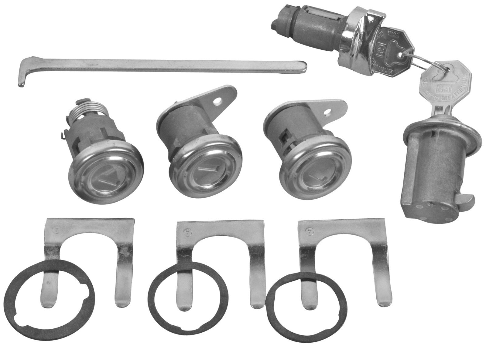 Lock Kit Original w/ Short Cylinder Ignition, Door, Glovebox, Trunk 1958 Impala